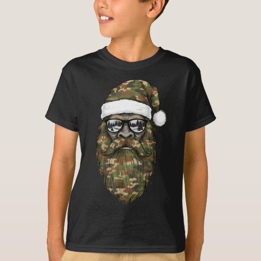 Bigfoot Face Sungles Santa Christmas Camo Xmas Sas T-Shirt (Vorderseite)