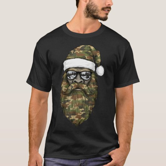 Bigfoot Face Sungles Santa Christmas Camo Xmas Sas T-Shirt (Vorderseite)