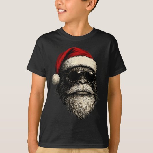 Bigfoot Face Sungles Santa Christmas Funny Xmas Sa T-Shirt (Vorderseite)