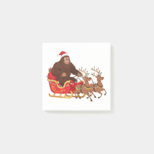Bigfoot fährt mit einem Weihnachtsschlitten durch  Post-it Klebezettel