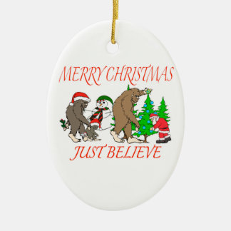 Bigfoot-Familien-Weihnachten 2 Keramik Ornament