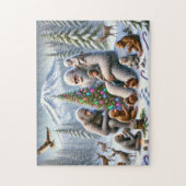 Bigfoot Family Christmas by Mt. Rainier Puzzle (Vertikal)