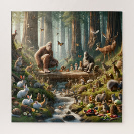Bigfoot Family Feast Gentle Giant Forest Scene Puzzle