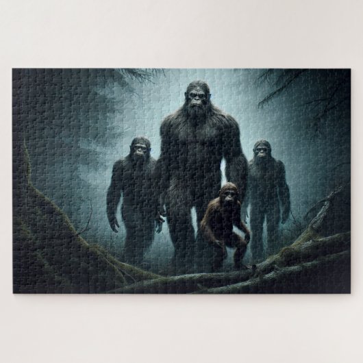 Bigfoot Family, Sasquatch, mythische Kreaturen Puzzle (Horizontal)