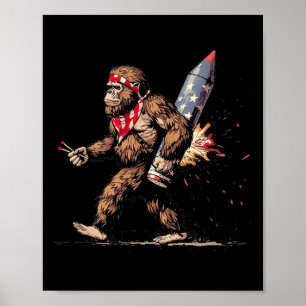 Bigfoot Feuerwerk 4. Juli Männer Sasquatch Americ Poster