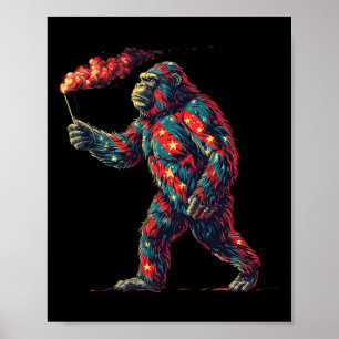 Bigfoot Feuerwerk 4. Juli Männer Sasquatch Americ Poster