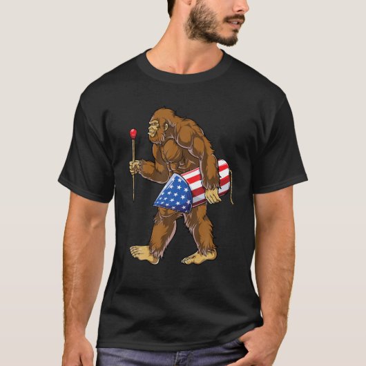 Bigfoot Feuerwerk 4. Juli Männer Sasquatch Americ T-Shirt (Vorderseite)