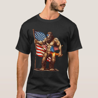 Bigfoot Feuerwerk 4. Juli Männer Sasquatch Amerika T-Shirt