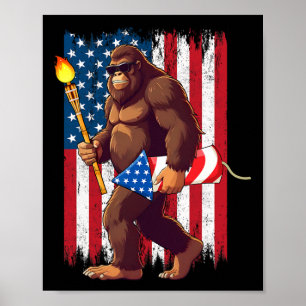Bigfoot Feuerwerk 4. Juli Sasquatch American U Poster