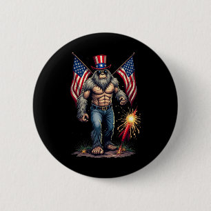 Bigfoot Feuerwerk 4. Juli Sasquatch Amerikanisch U Button