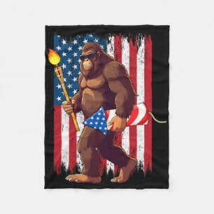 Bigfoot Feuerwerk 4. Juli Sasquatch Amerikanisch U Fleecedecke