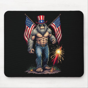 Bigfoot Feuerwerk 4. Juli Sasquatch Amerikanisch U Mousepad