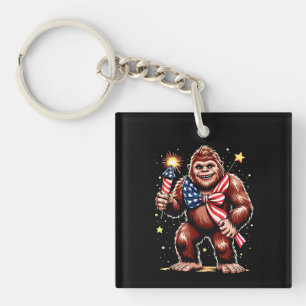 Bigfoot Feuerwerk 4. Juli Sasquatch USA Amerika Schlüsselanhänger