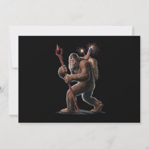 Bigfoot Feuerwerk 4. Juli Usa Flag Sasquatch Einladung