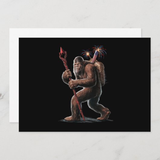 Bigfoot Feuerwerk 4. Juli Usa Flag Sasquatch Einladung (Vorne/Hinten)