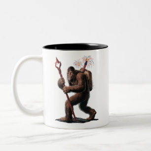 Bigfoot Feuerwerk 4. Juli USA-Flagge Sasquatch Zweifarbige Tasse