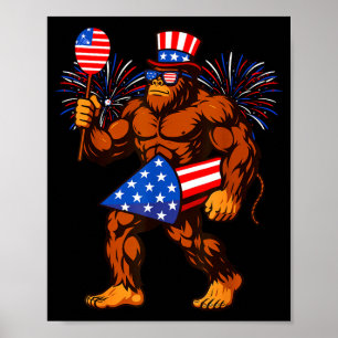 Bigfoot Feuerwerk amerikanische Flagge Bigfoot 4.  Poster