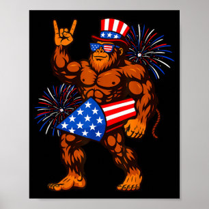Bigfoot Feuerwerk amerikanische Flagge Sasquatch 4 Poster