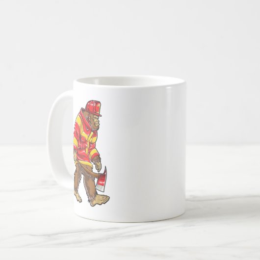 Bigfoot Firefighter Men Thin Red Line Sasquatch Lo Kaffeetasse (Vorderseite Links)