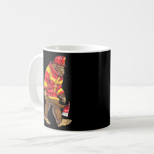 Bigfoot Firefighter Thin Red Line Sasquatch Kaffeetasse (Vorderseite Links)