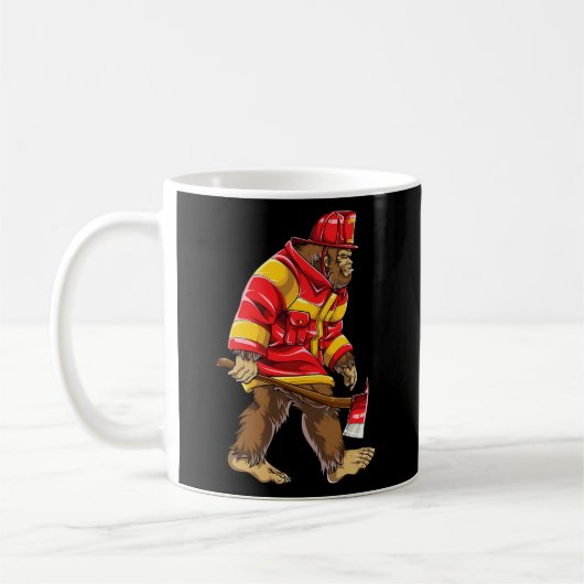 Bigfoot Firefighter Thin Red Line Sasquatch Kaffeetasse (Links)