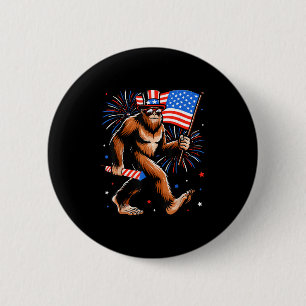 Bigfoot Firework American Flag Bigfoot 4. Juli Button