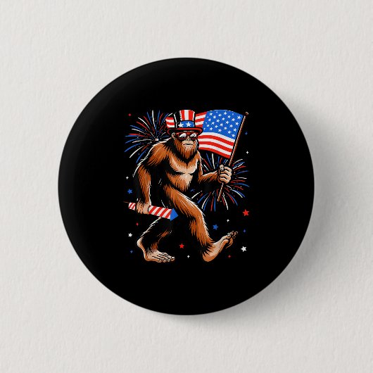 Bigfoot Firework American Flag Bigfoot 4. Juli Button (Vorderseite)
