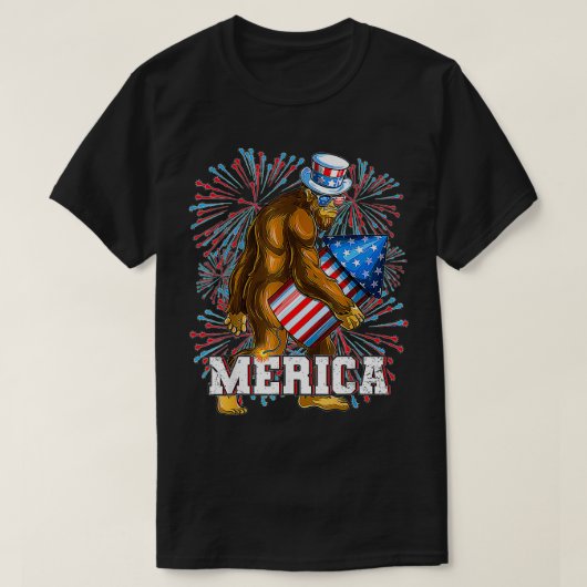 Bigfoot Fireworks 4. Juli Boys Men Merica USA  T-Shirt (Design vorne)