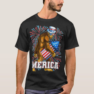 Bigfoot Fireworks 4. Juli Boys Men Merica USA  T-Shirt
