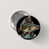 Bigfoot Fischen Bass Fisch Sasquatch Yeti Button (Vorne & Hinten)