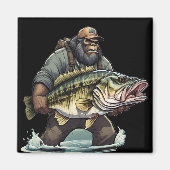 Bigfoot Fischen Bass Fisch Sasquatch Yeti Magnet (Vorne)
