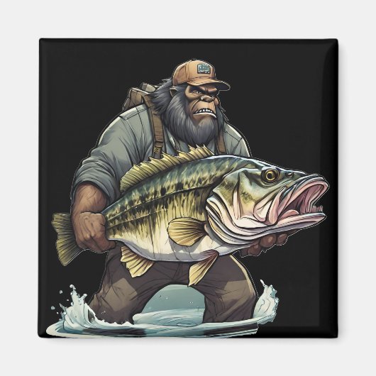 Bigfoot Fischen Bass Fisch Sasquatch Yeti Magnet (Vorne)