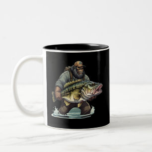 Bigfoot Fischen Bass Fisch Sasquatch Yeti Zweifarbige Tasse