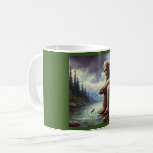 Bigfoot Fischen Kaffeetasse (Vorderseite Links)