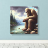Bigfoot Fischen Leinwanddruck (Insitu (Holzboden))