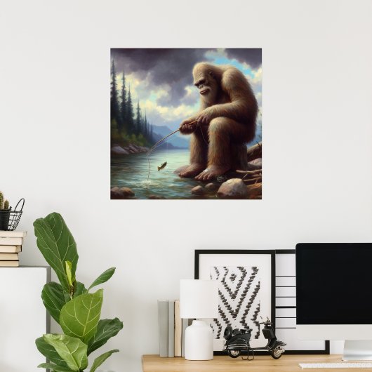 Bigfoot Fischen Poster (Heimbüro)