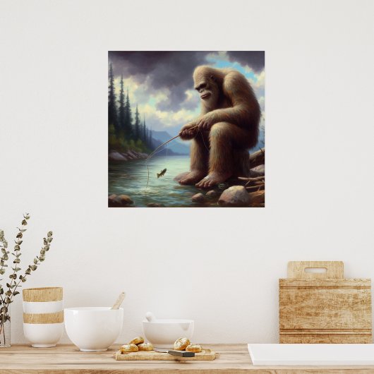 Bigfoot Fischen Poster (Küche)