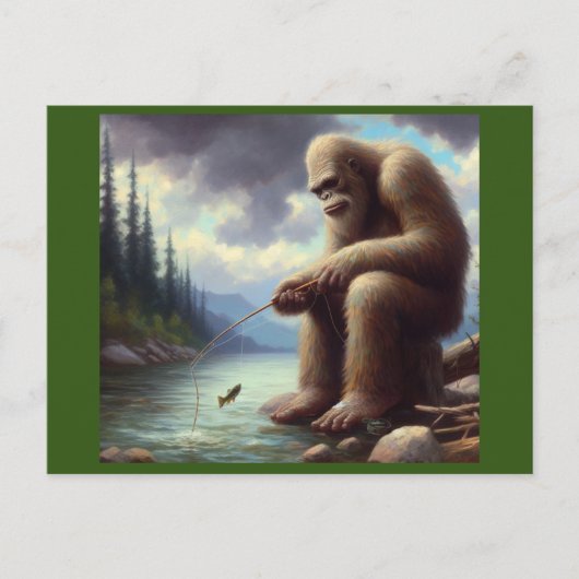 Bigfoot Fischen Postkarte (Vorderseite)