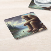 Bigfoot Fischen Rechteckiger Pappuntersetzer (angewinkelt)