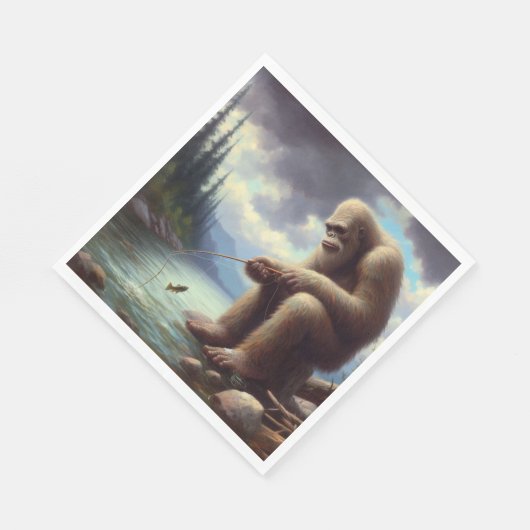 Bigfoot Fischen Serviette (Ecke)