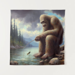 Bigfoot Fischen Wandteppich