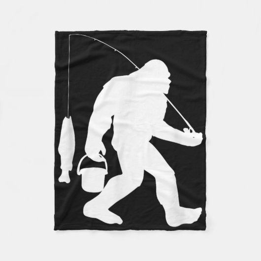 Bigfoot-Fischereihemd Lustiger Sasquatch und Fisch Fleecedecke (Vorderseite)