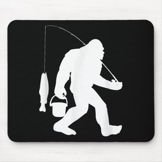Bigfoot-Fischereihemd Lustiger Sasquatch und Fisch Mousepad (Vorne)