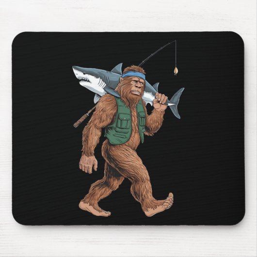 Bigfoot Fisherman Shirt - Funny Sasquatch with Sha Mousepad (Vorne)
