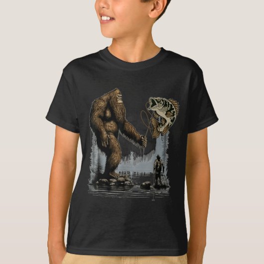 Bigfoot Fishing Funny Sasquatch Fi-shirt T-Shirt (Vorderseite)