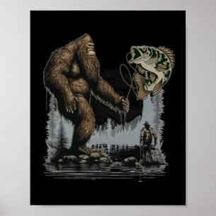 Bigfoot Fishing Funny Sasquatch Fisch Poster