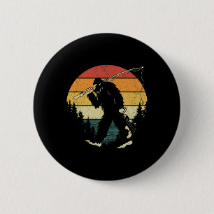 Bigfoot Fishing Funny Sasquatch Fisch Sunset 80er Button