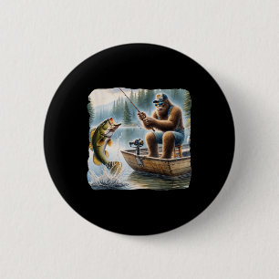 Bigfoot Fishing Funny Sasquatch Summer B Fisherman Button