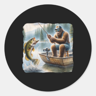Bigfoot Fishing Funny Sasquatch Summer B Fisherman Runder Aufkleber