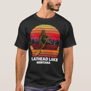 Bigfoot fishing lake canoeing Flathead Lake T-Shirt